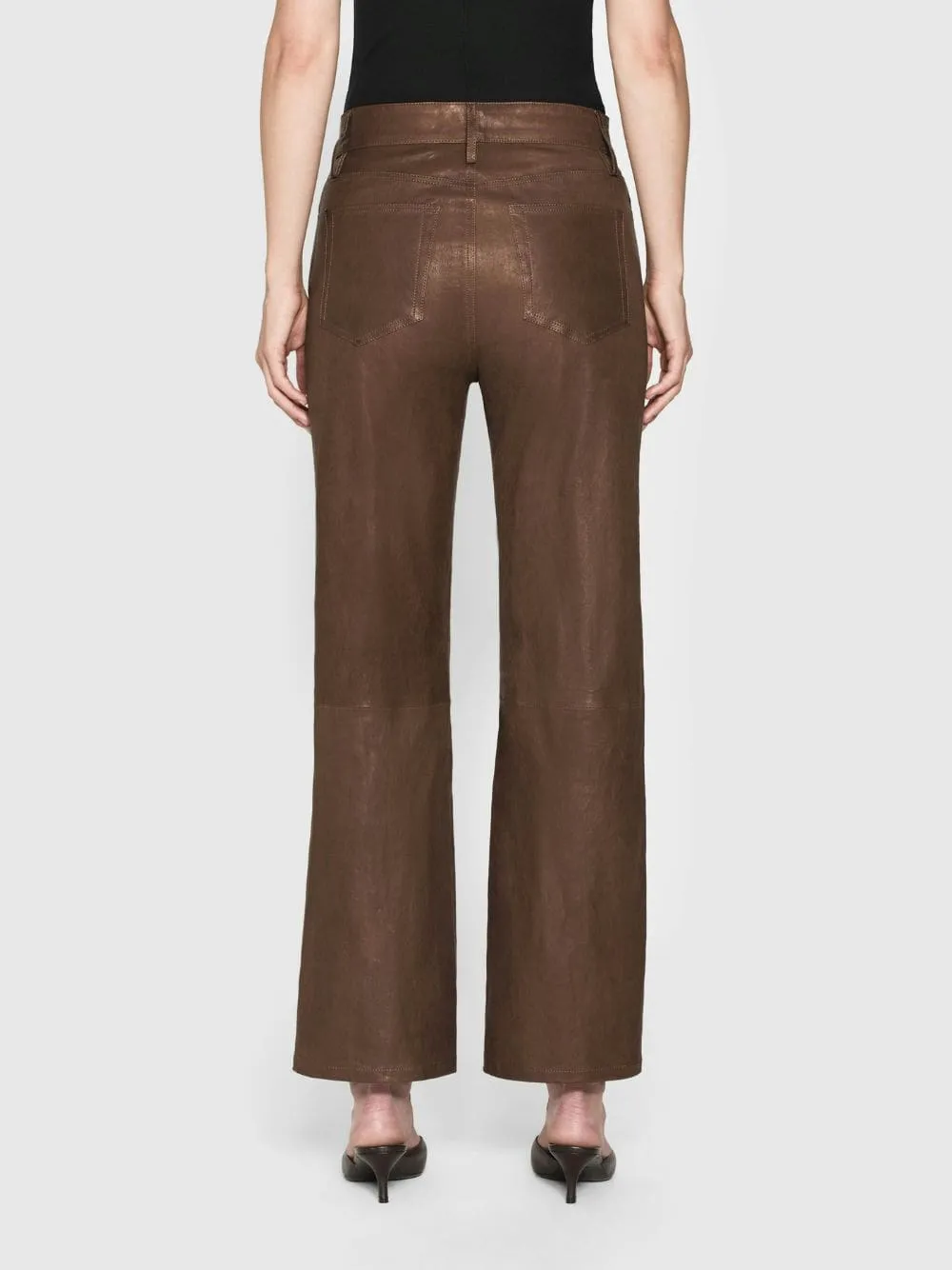 Le Slim Palazzo Leather Trousers in Bark sold by Fashion Clinic product image thumbnail 4