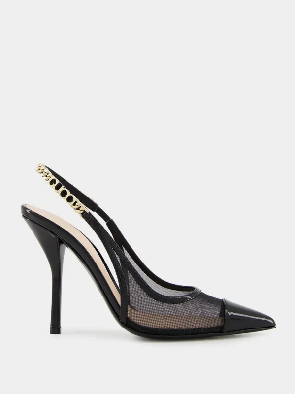 Black Mesh Signoria Slingback Pump sold by Fashion Clinic