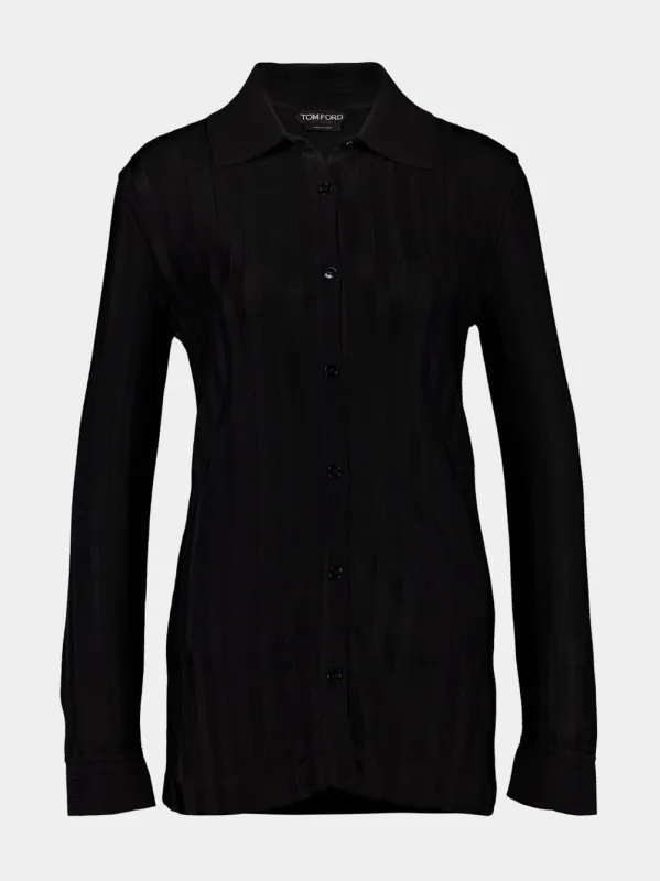 Black Long-Sleeve Knit Shirt made by Tom Ford