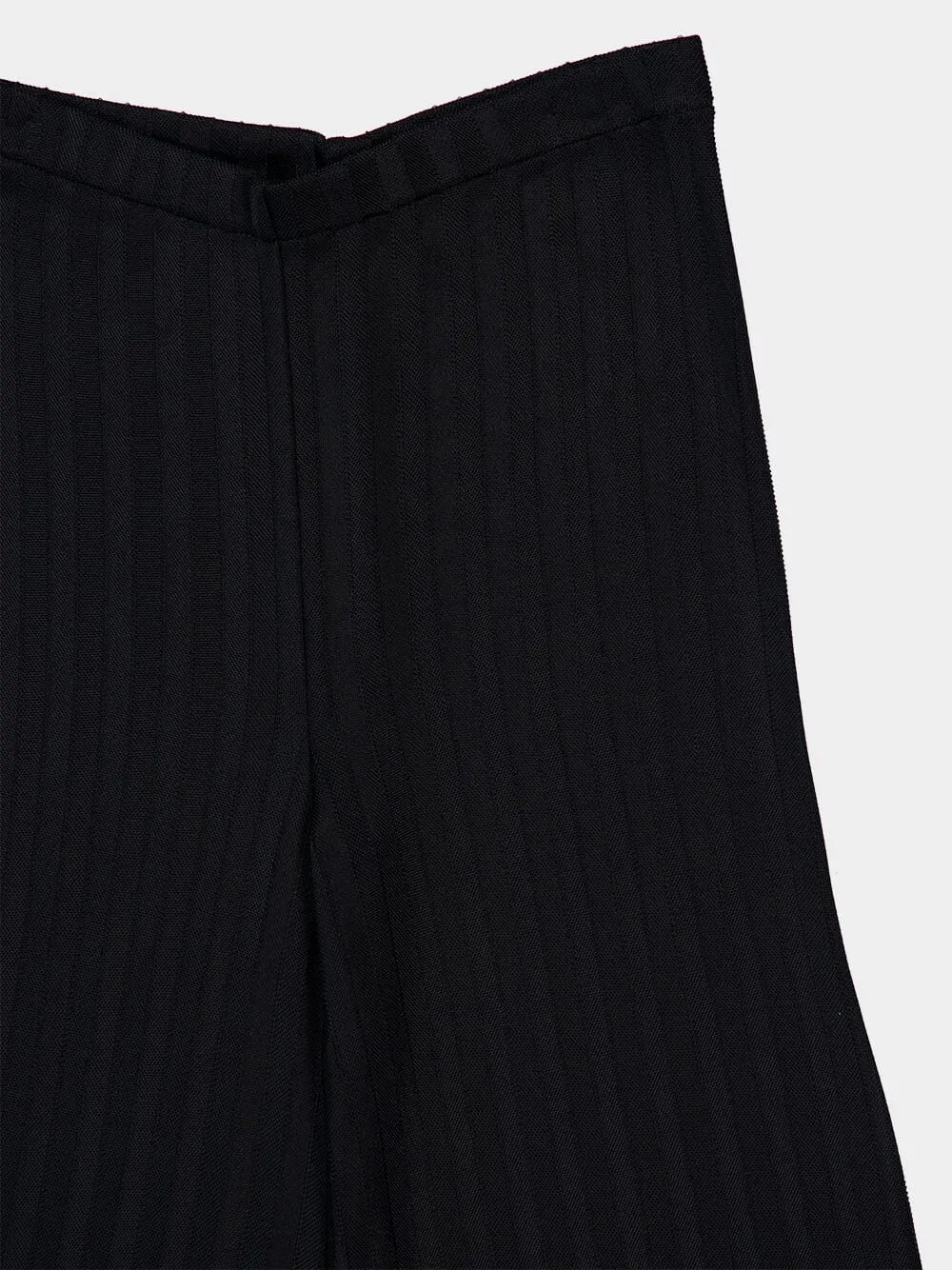 Black Flared Knit Trousers in Herringbone Viscose sold by Fashion Clinic product image thumbnail 3