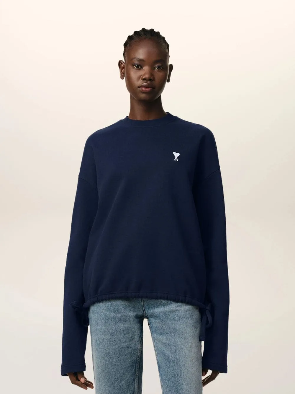 Navy Cotton Cropped Sweatshirt sold by Fashion Clinic product image thumbnail 2