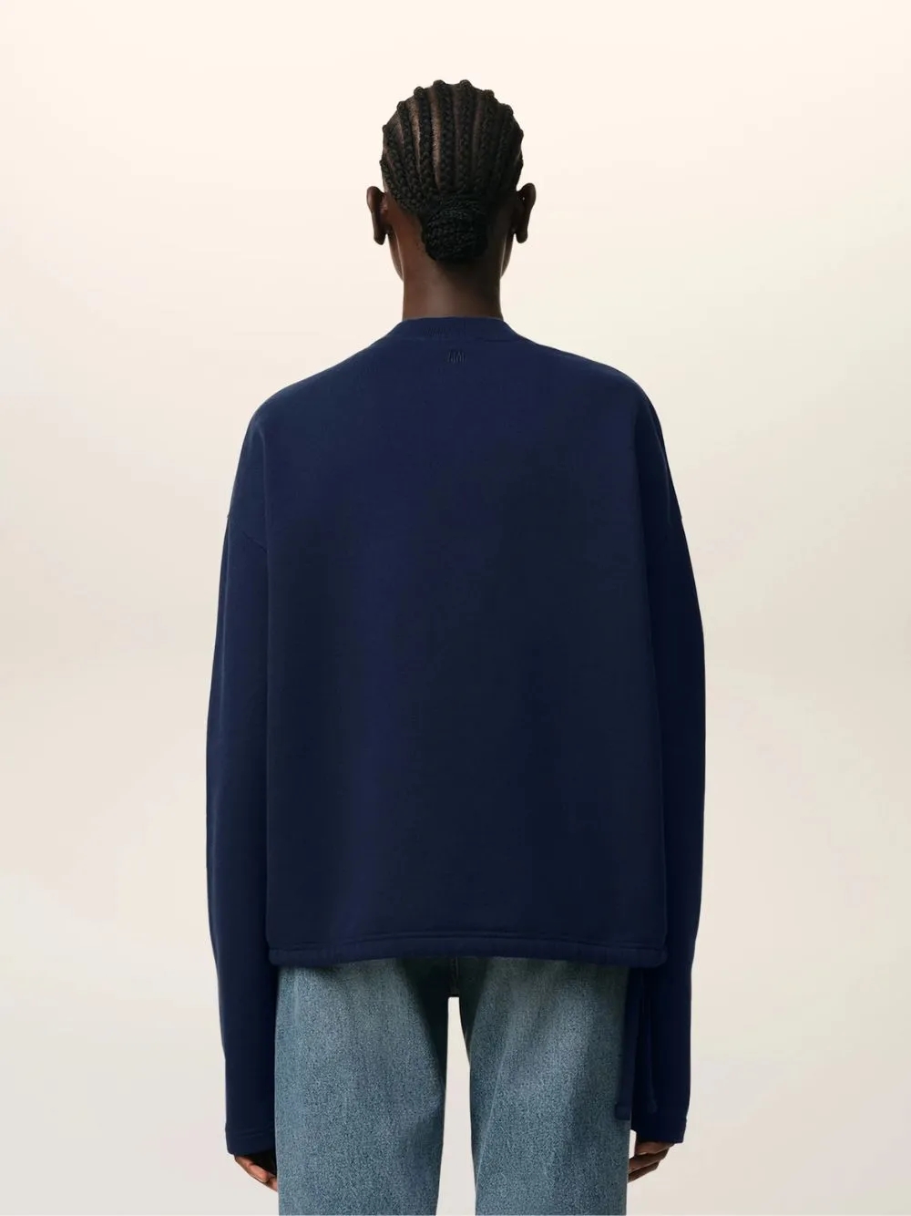 Navy Cotton Cropped Sweatshirt sold by Fashion Clinic product image thumbnail 4