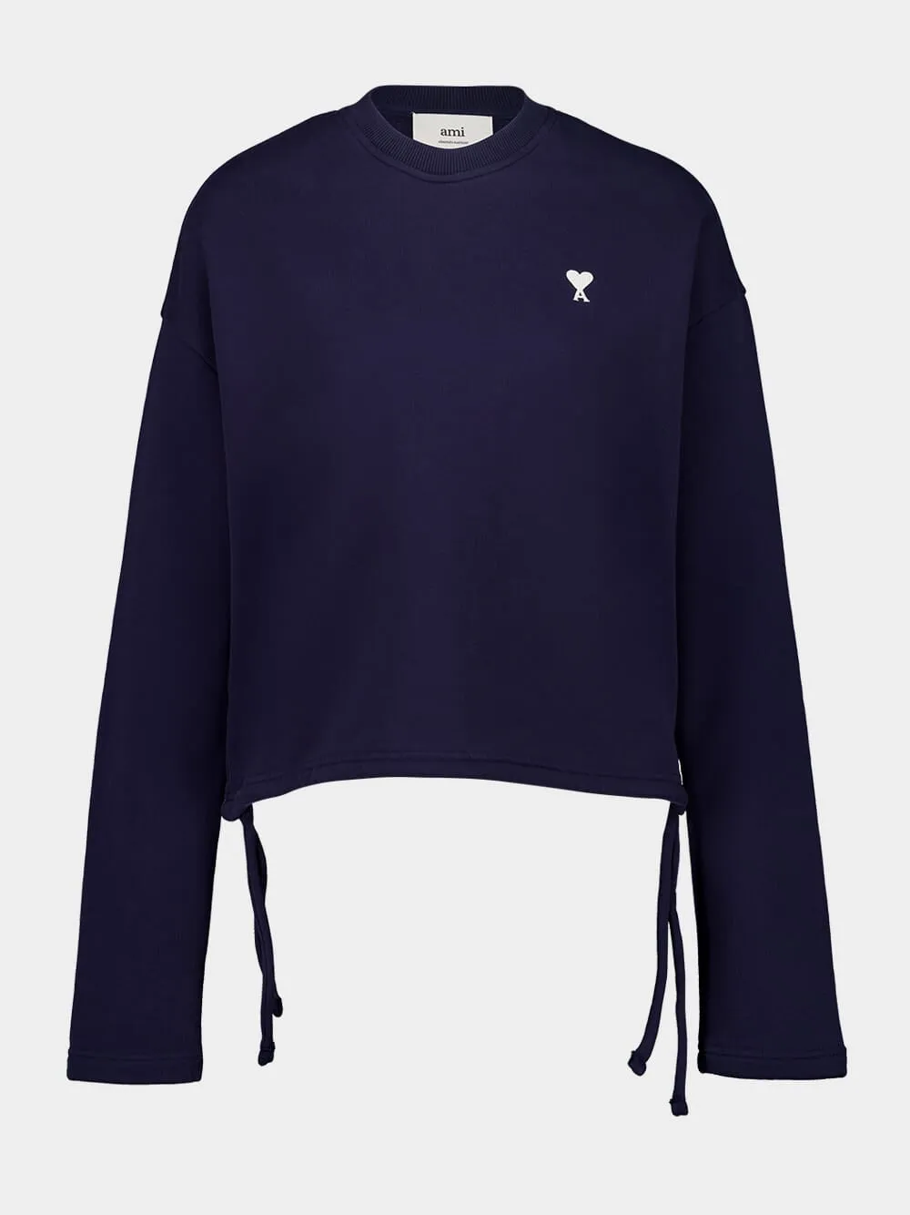 Navy Cotton Cropped Sweatshirt sold by Fashion Clinic