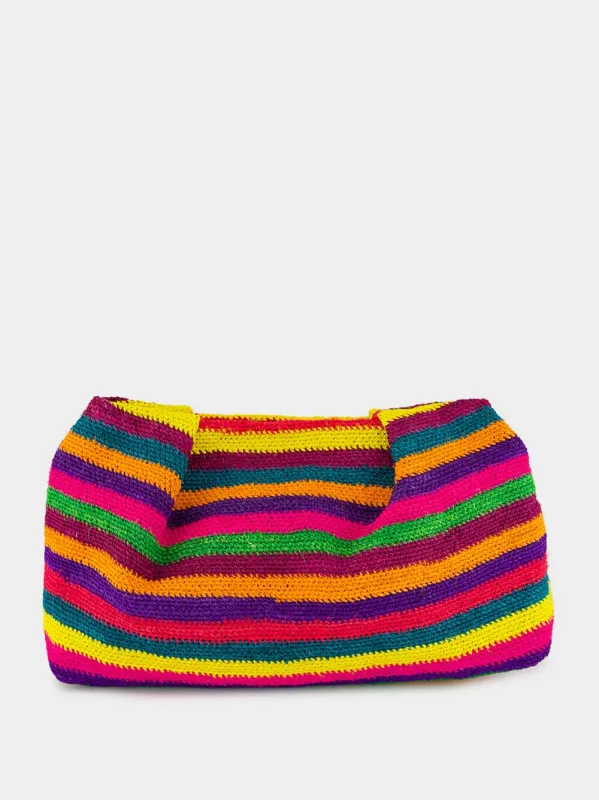 Multicolour Striped Pouch Sisal Mini sold by Fashion Clinic