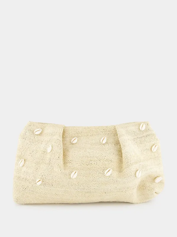 Natural Sisal Mini Pouch with Seashells sold by Fashion Clinic