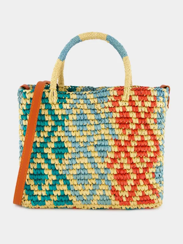 Canasta Patterned Medium Handbag with Leather Strap sold by Fashion Clinic