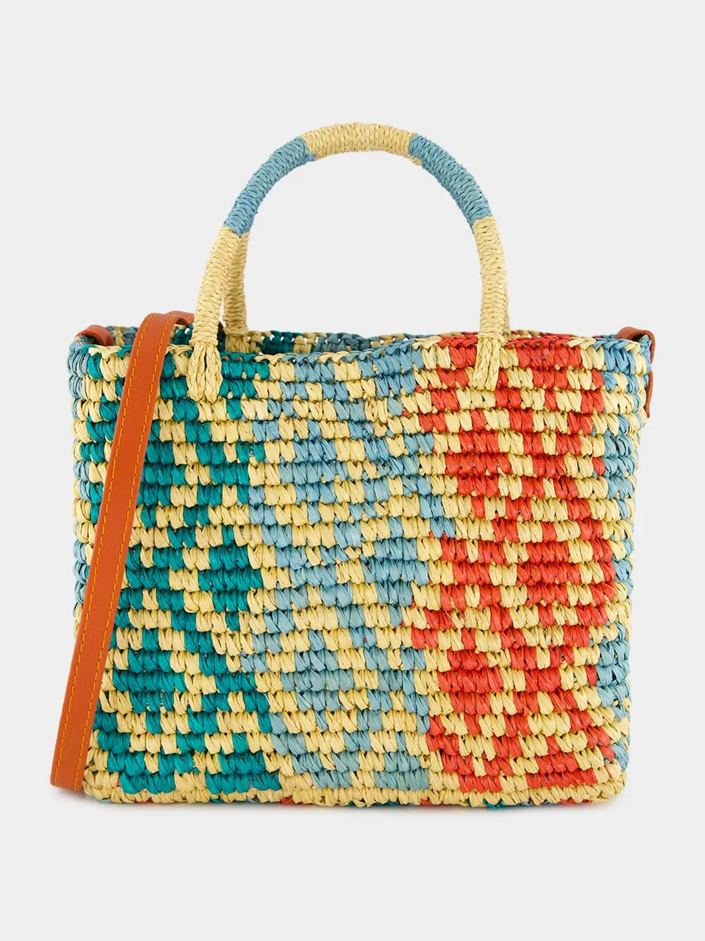 Canasta Patterned Medium Handbag with Leather Strap sold by Fashion Clinic