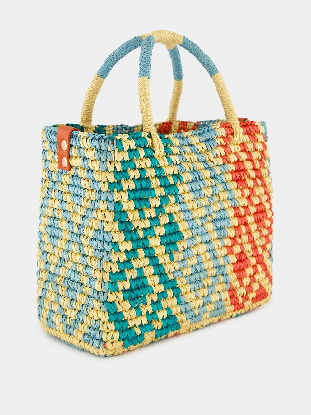 Canasta Patterned Medium Handbag with Leather Strap sold by Fashion Clinic product image thumbnail 3