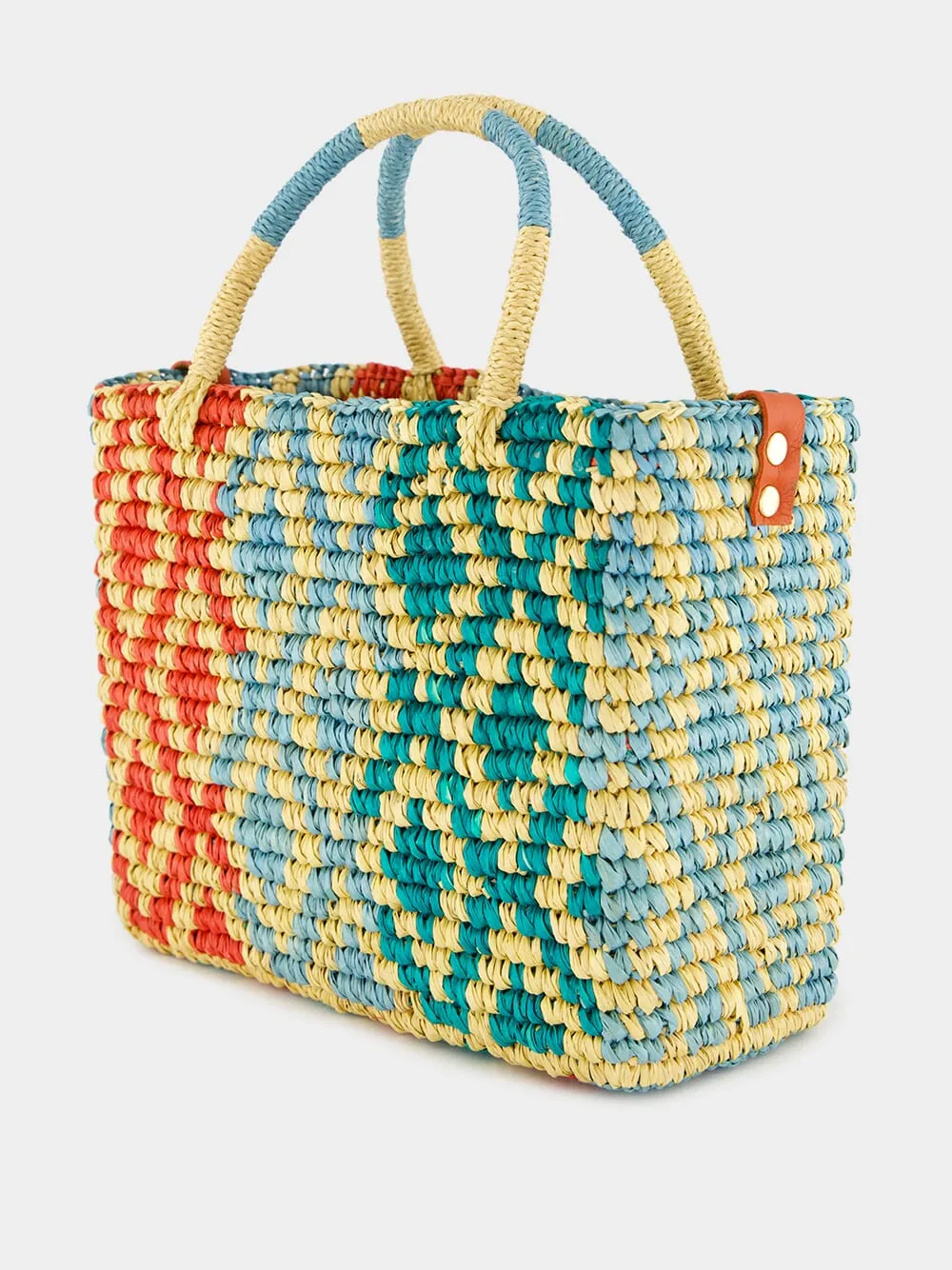 Canasta Patterned Medium Handbag with Leather Strap sold by Fashion Clinic product image thumbnail 5