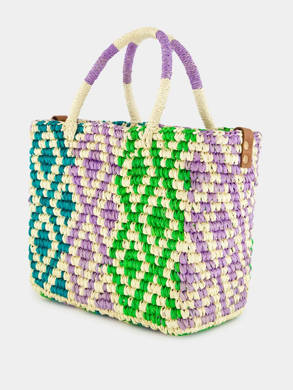 Canasta Patterned Medium Handbag with Leather Strap sold by Fashion Clinic product image thumbnail 5