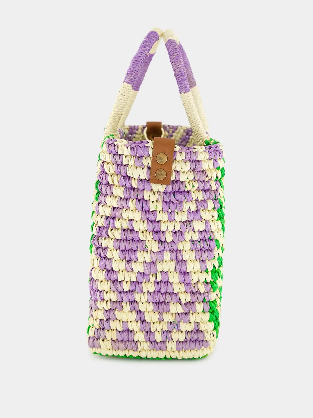 Canasta Patterned Medium Handbag with Leather Strap sold by Fashion Clinic product image thumbnail 4