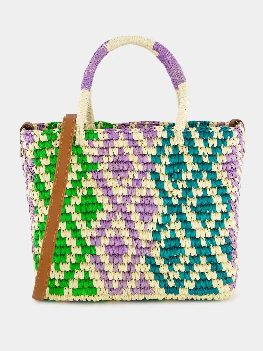 Canasta Patterned Medium Handbag with Leather Strap sold by Fashion Clinic