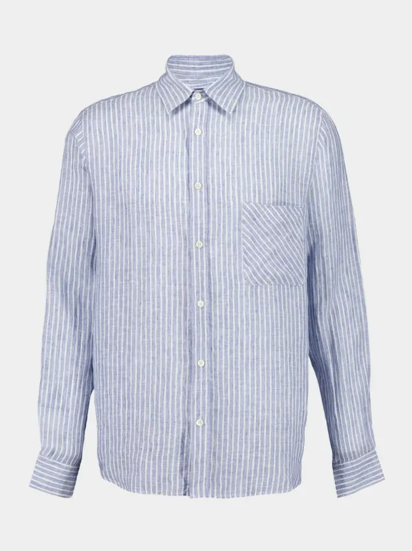 Navy Telles Linen Shirt sold by Fashion Clinic