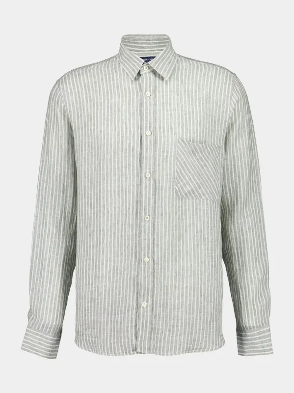 Dark Olive Telles Linen Shirt sold by Fashion Clinic