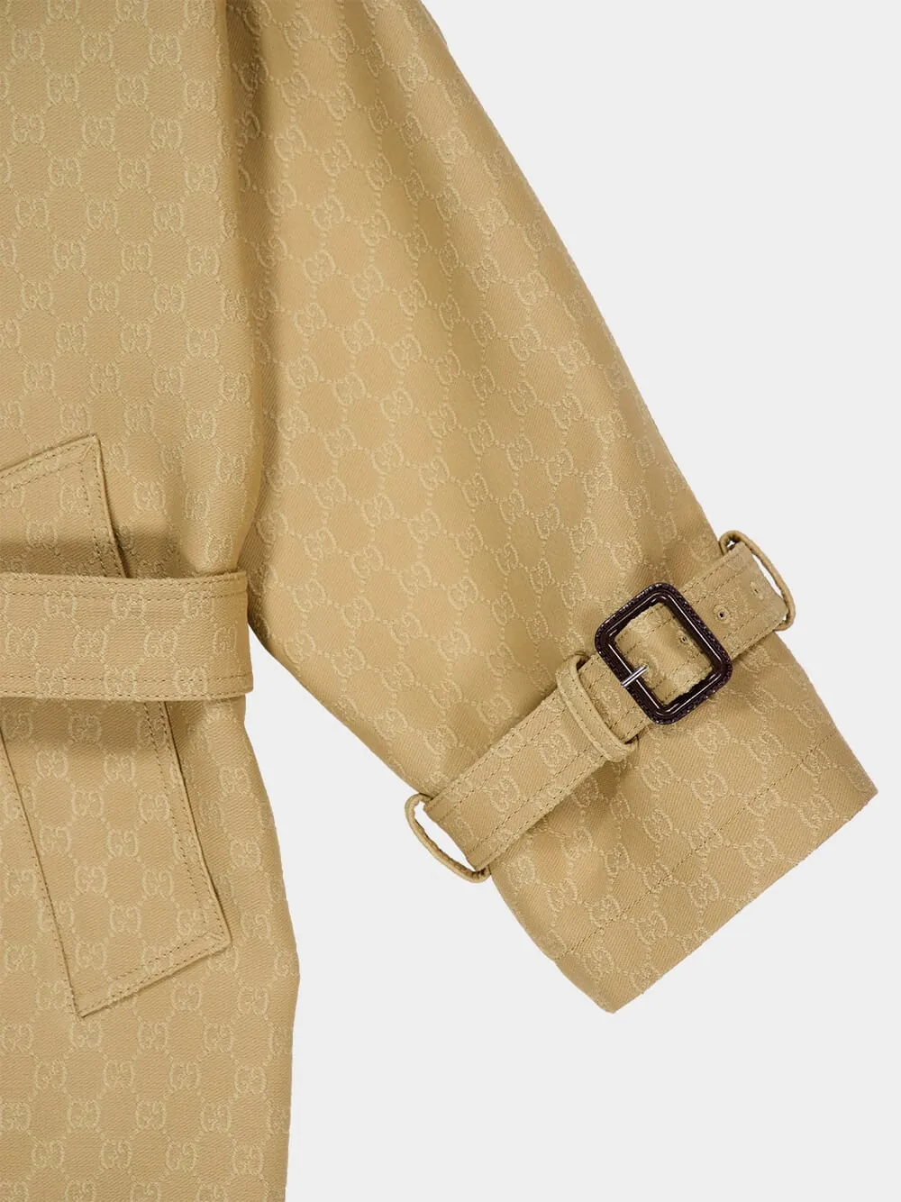 Beige GG Crêpe Silk Wool Double-Breasted Coat sold by Fashion Clinic product image thumbnail 4