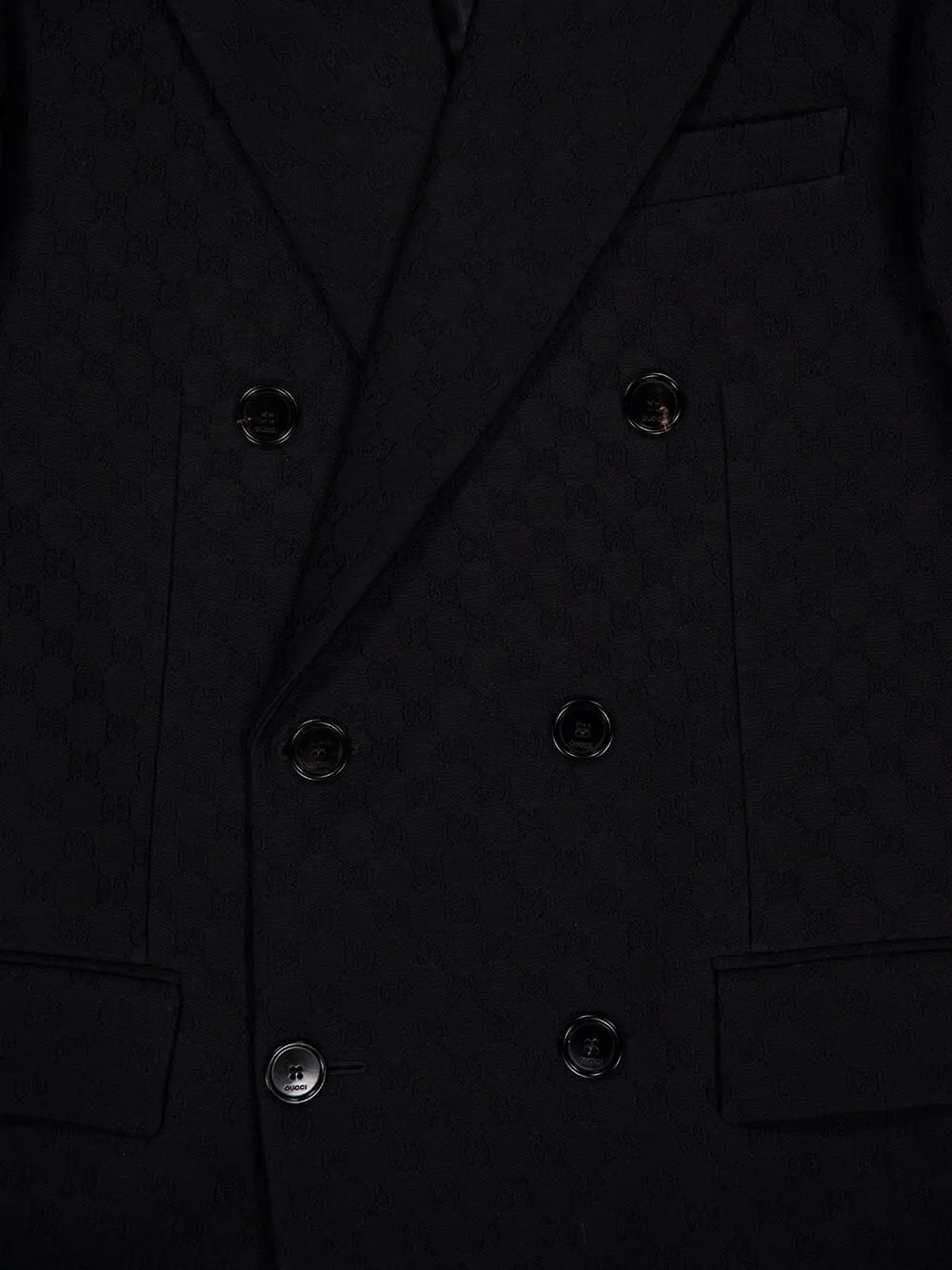 Black GG Silk Wool Crêpe Double-Breasted Coat sold by Fashion Clinic product image thumbnail 3