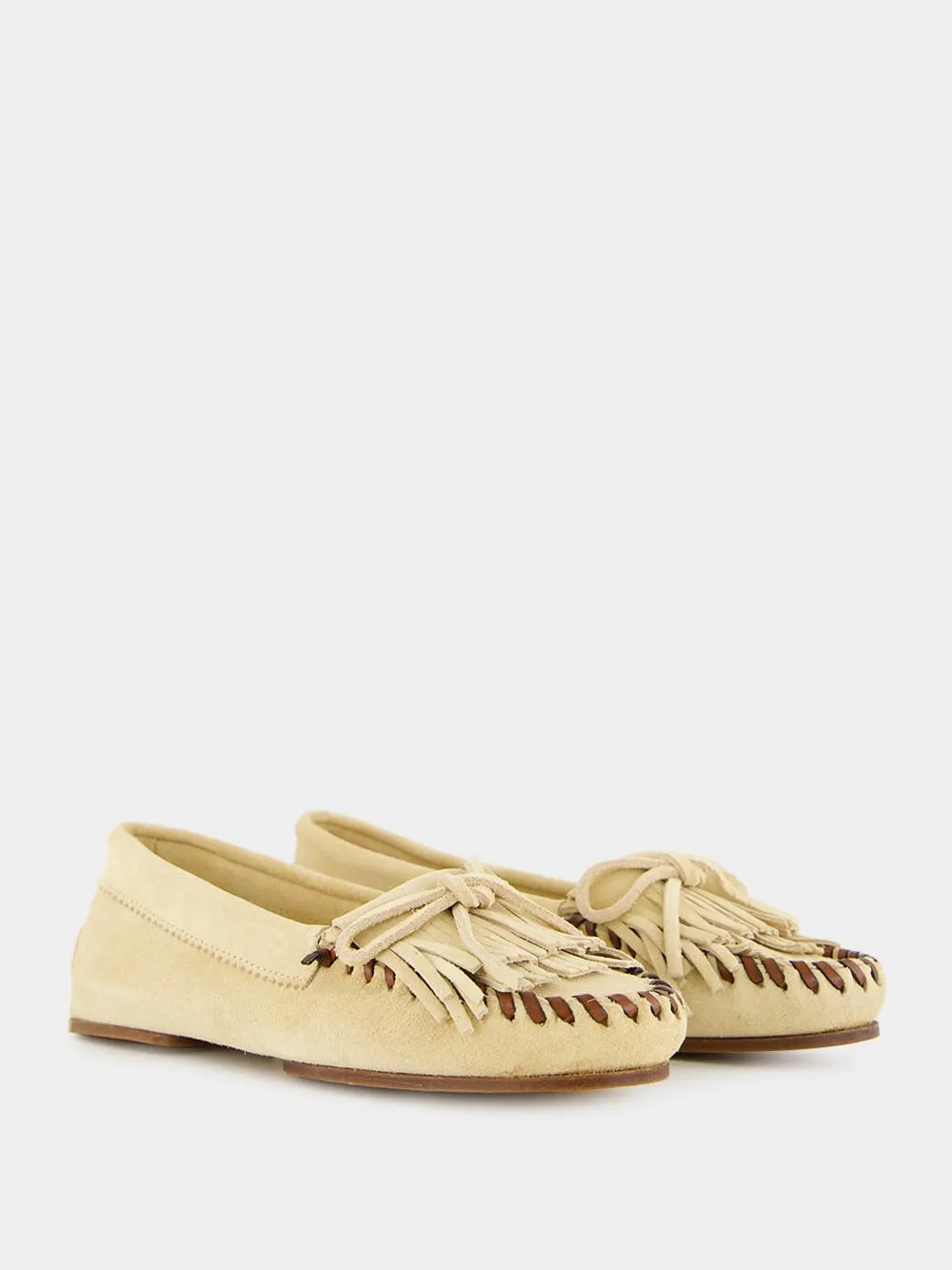 Ecru Indiana Suede Leather Loafers sold by Fashion Clinic product image thumbnail 3