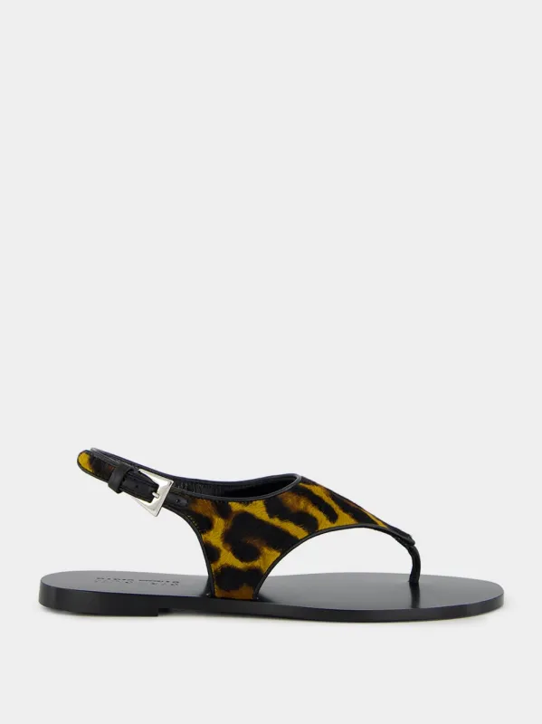 Amalfi Flat Sandals in Mustard Leopard Print sold by Fashion Clinic