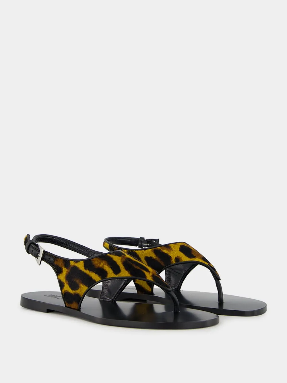 Amalfi Flat Sandals in Mustard Leopard Print sold by Fashion Clinic product image thumbnail 3