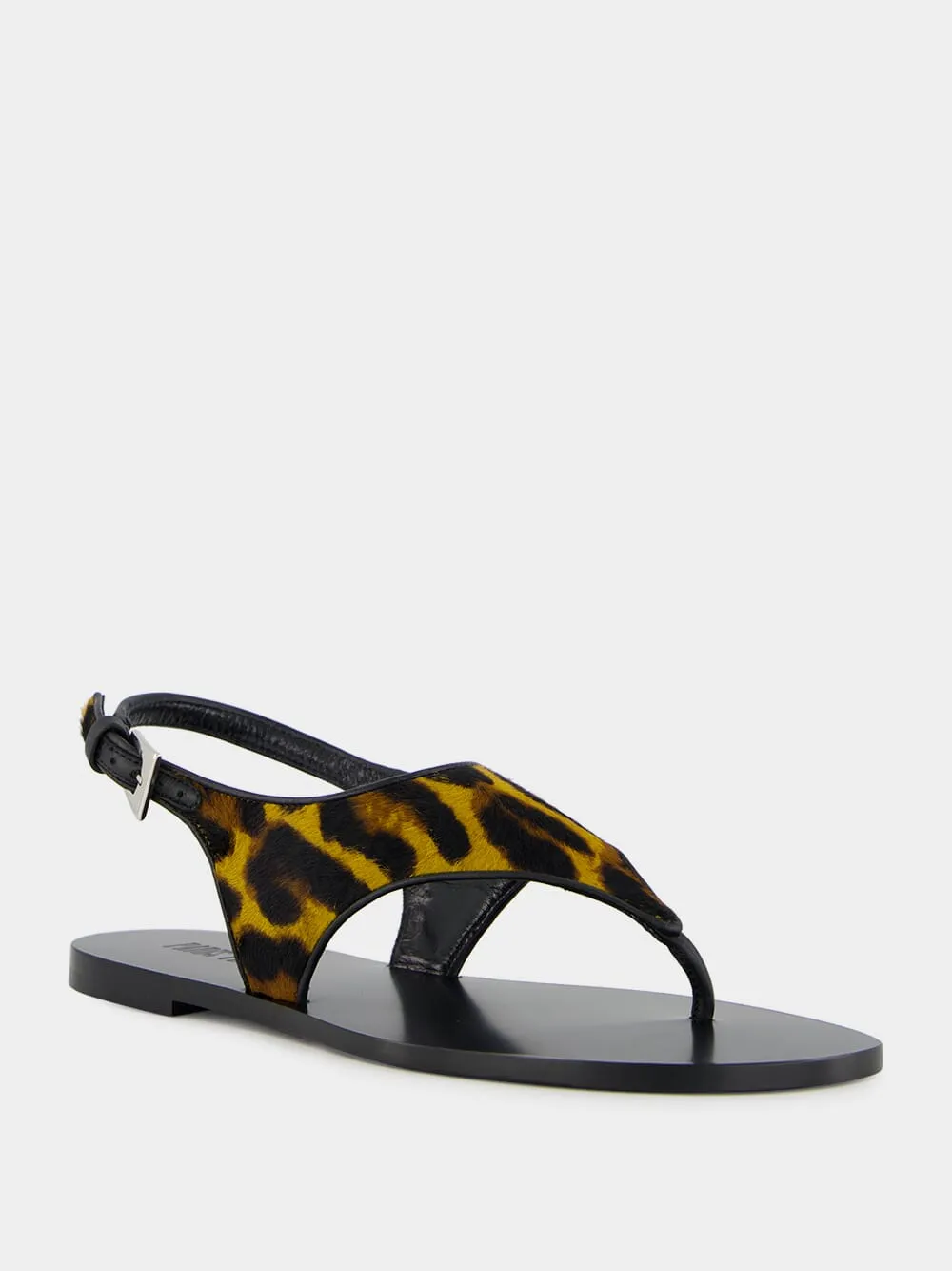 Amalfi Flat Sandals in Mustard Leopard Print sold by Fashion Clinic product image thumbnail 2