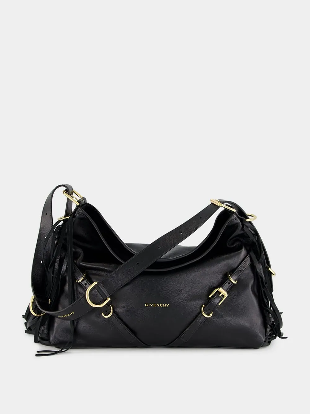 Black Voyou Medium Shoulder Bag with Fringes sold by Fashion Clinic