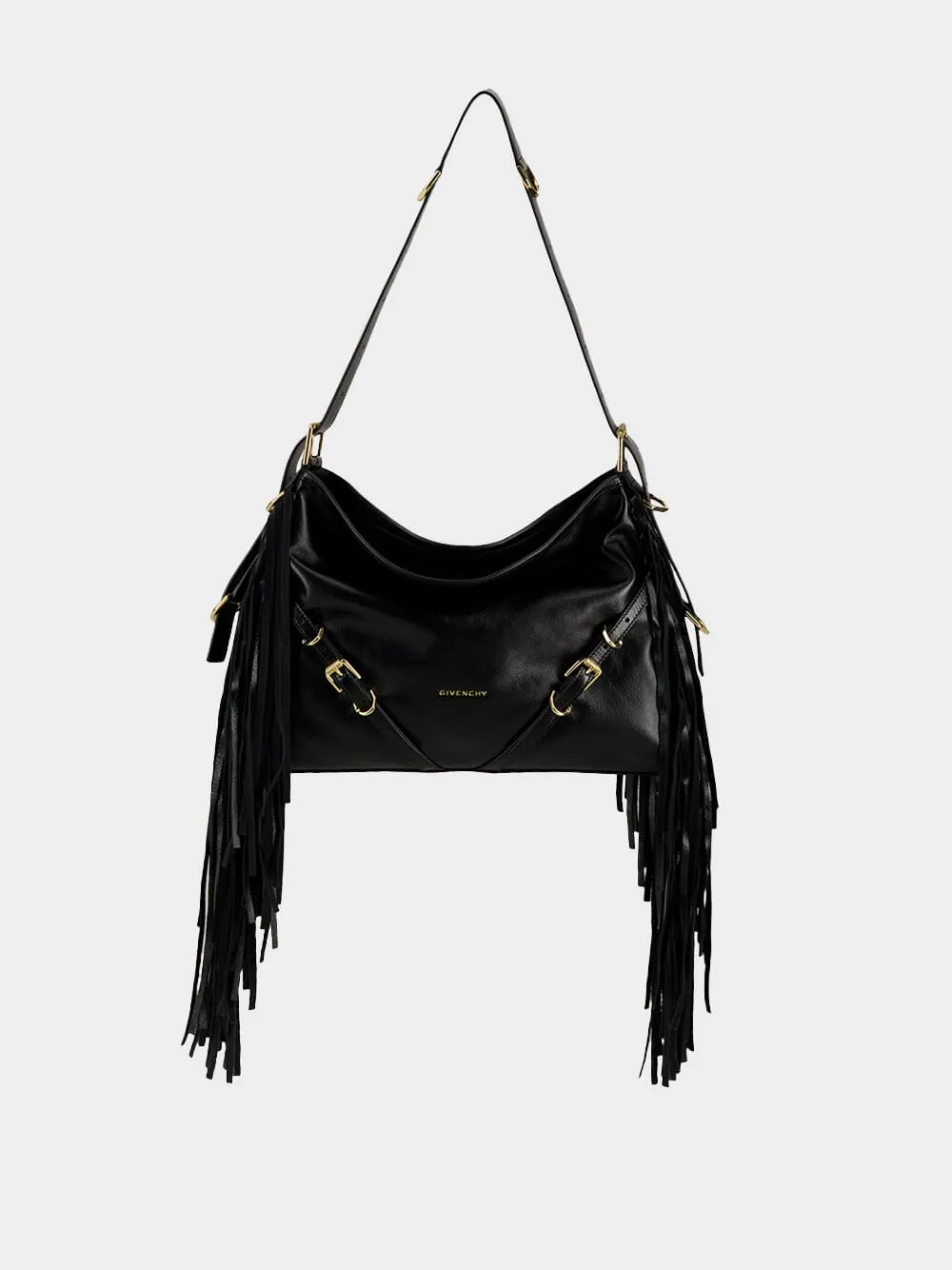 Black Voyou Medium Shoulder Bag with Fringes sold by Fashion Clinic product image thumbnail 2