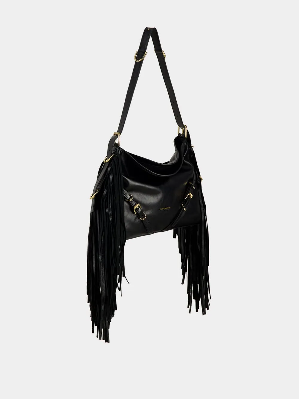 Black Voyou Medium Shoulder Bag with Fringes sold by Fashion Clinic product image thumbnail 3