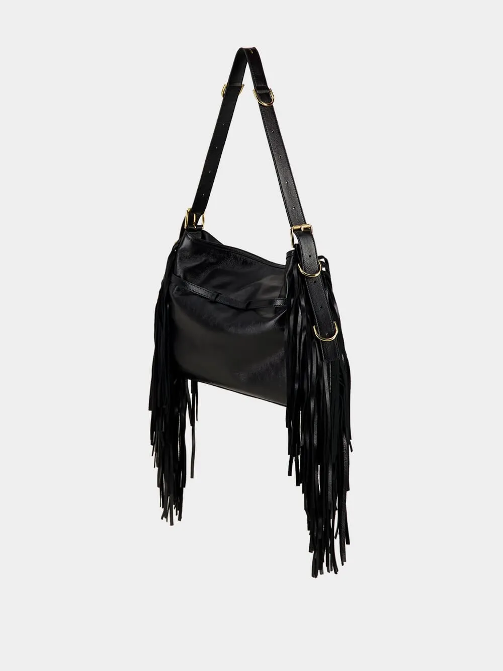 Black Voyou Medium Shoulder Bag with Fringes sold by Fashion Clinic product image thumbnail 5