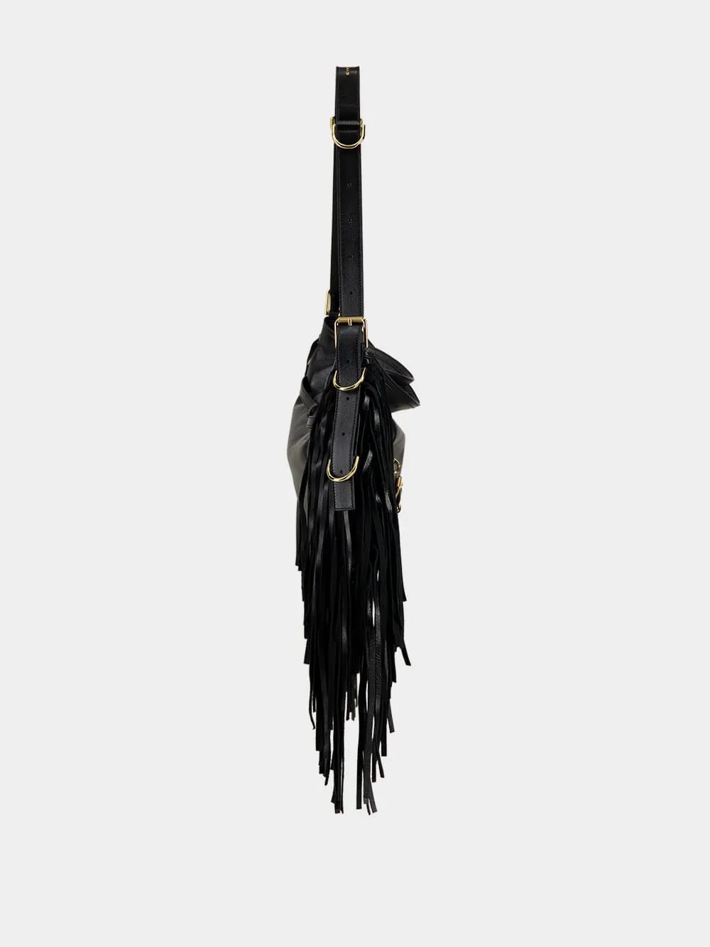 Black Voyou Medium Shoulder Bag with Fringes sold by Fashion Clinic product image thumbnail 4
