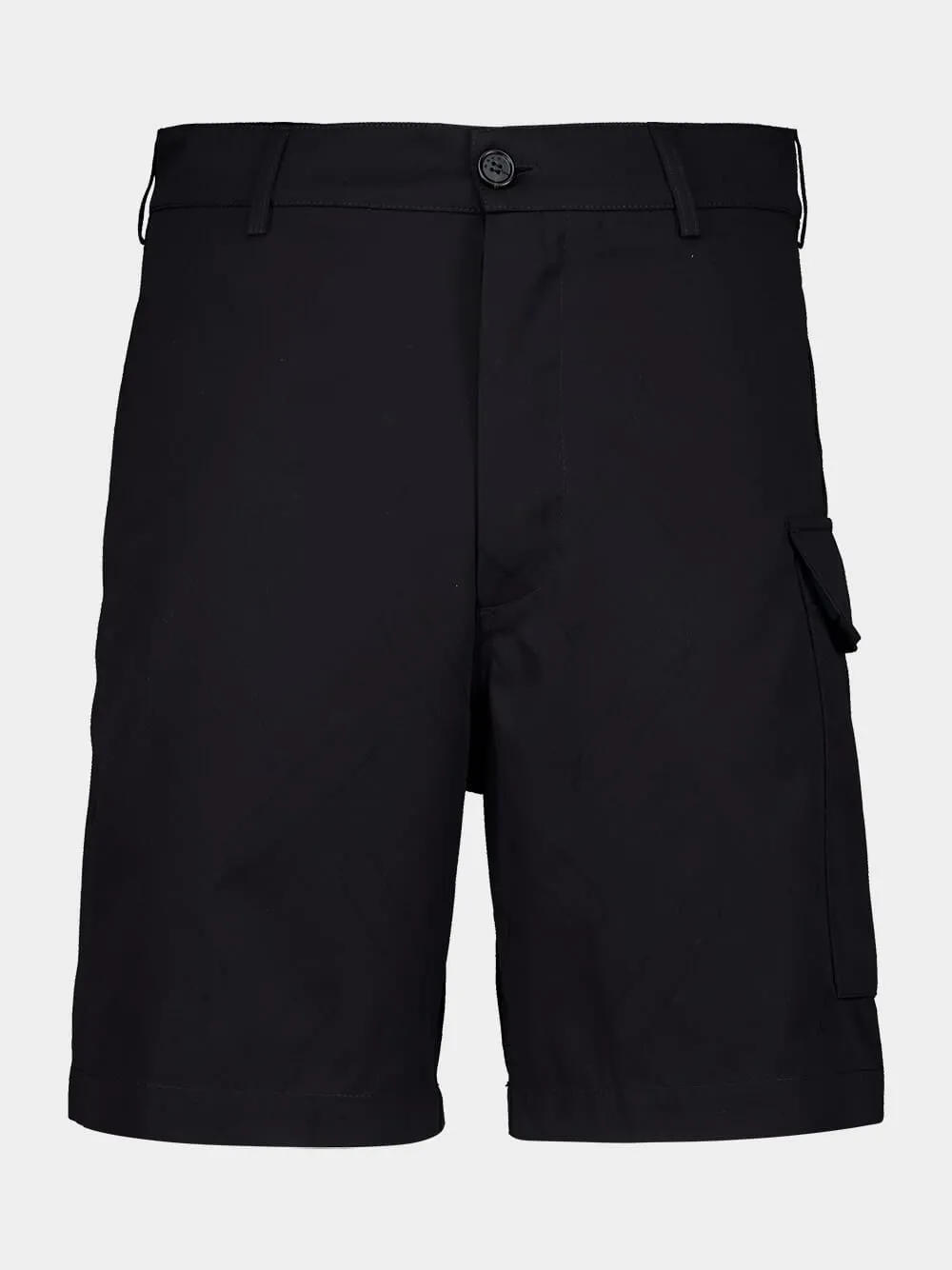 Black Woven Cotton Cargo Shorts sold by Fashion Clinic