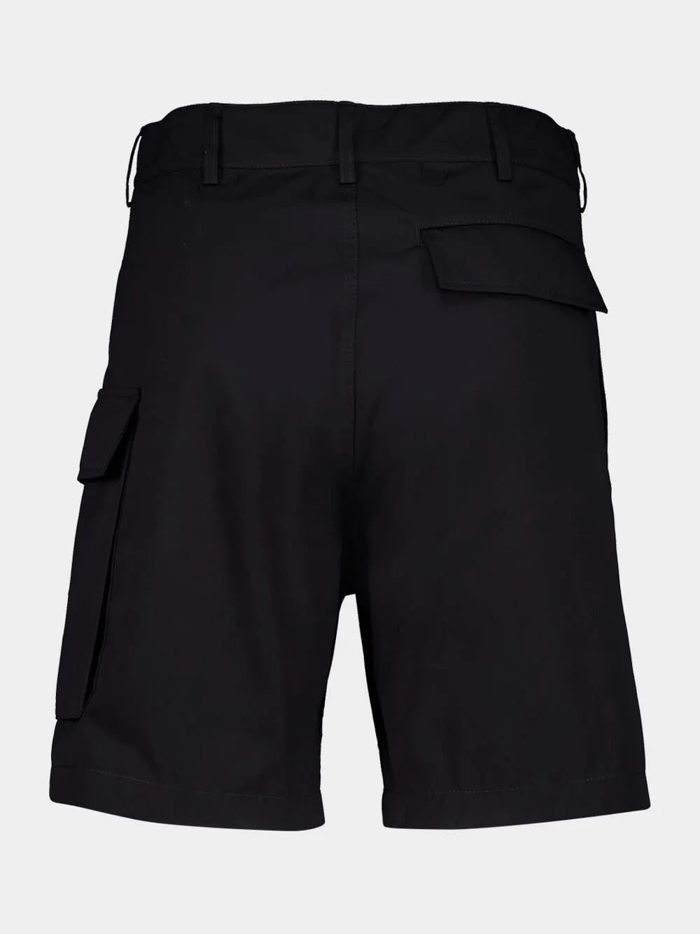 Black Woven Cotton Cargo Shorts sold by Fashion Clinic product image thumbnail 2