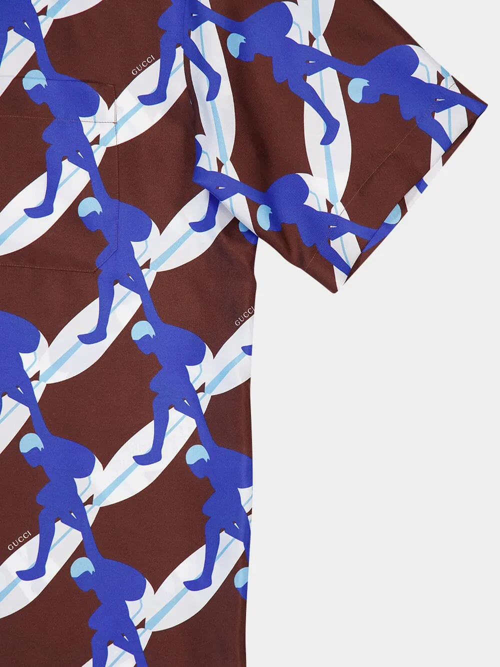 Brown Multicolour Printed Silk Bowling Shirt sold by Fashion Clinic product image thumbnail 4