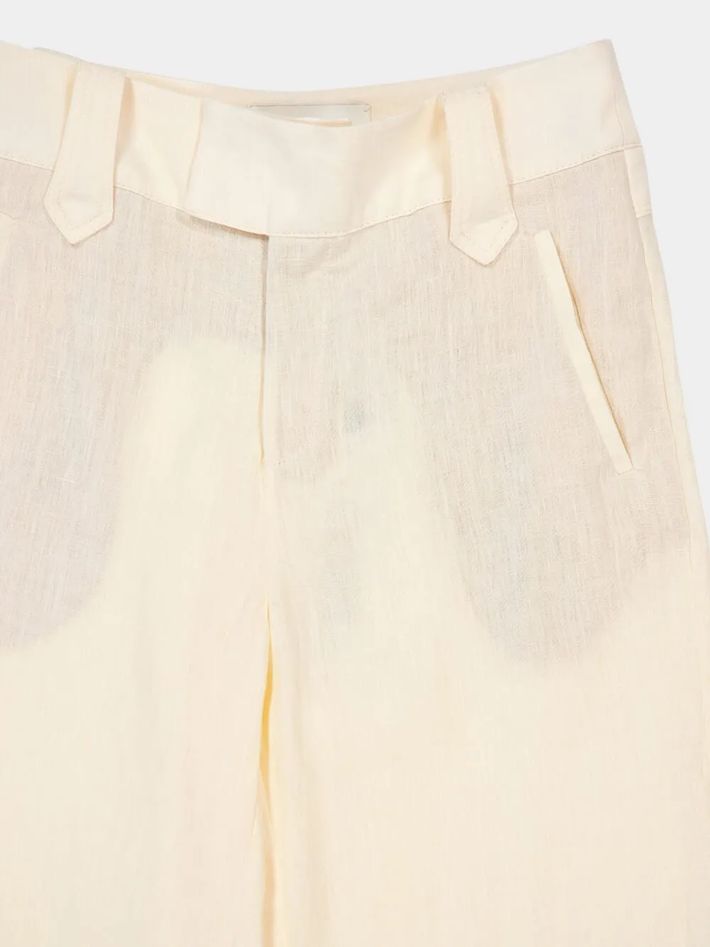 Ecru Passage Poise Wide-Leg Linen Pants sold by Fashion Clinic product image thumbnail 3