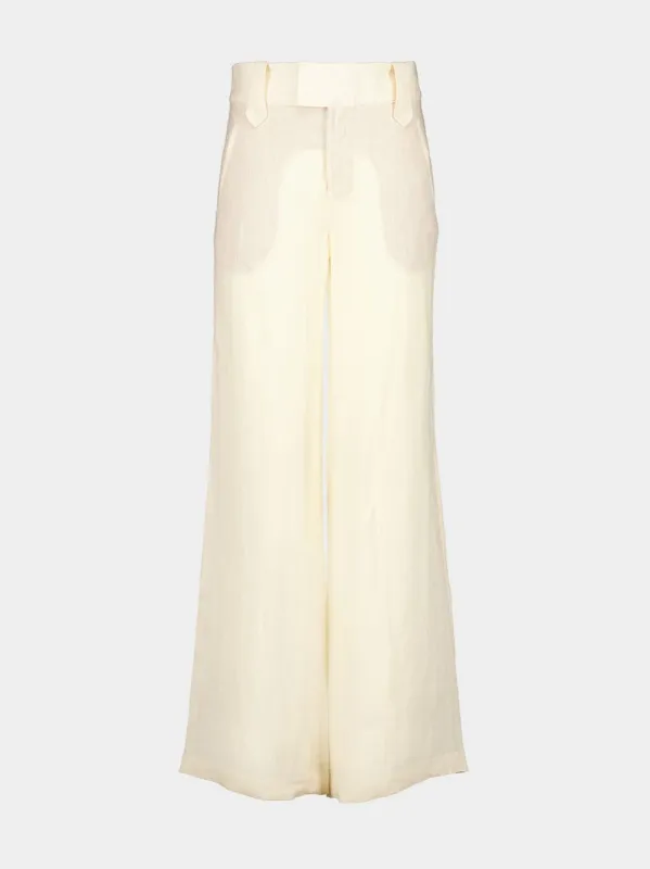 Ecru Passage Poise Wide-Leg Linen Pants sold by Fashion Clinic