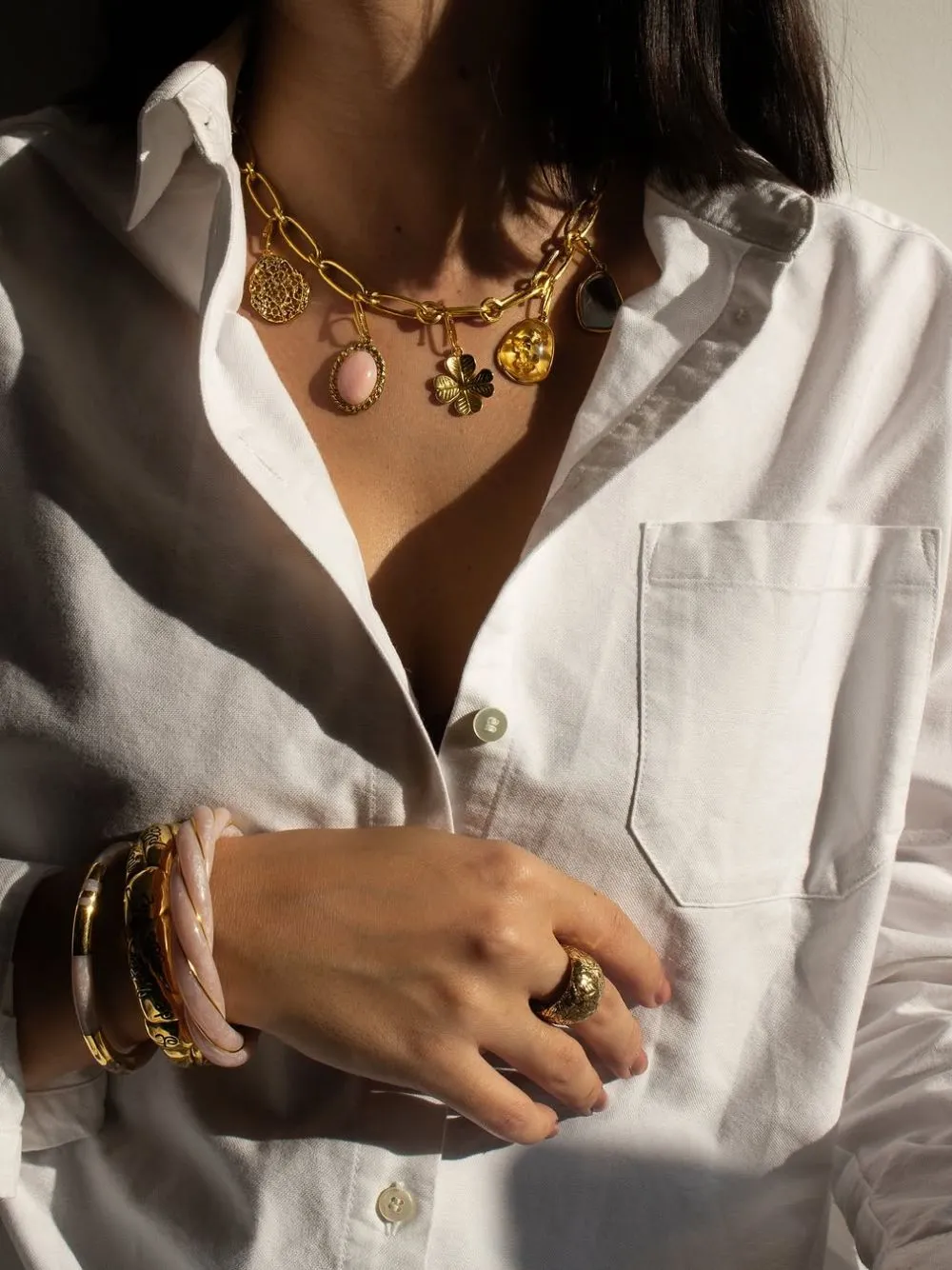 Gold Hazelnut Charm Bar Necklace sold by Fashion Clinic product image thumbnail 2