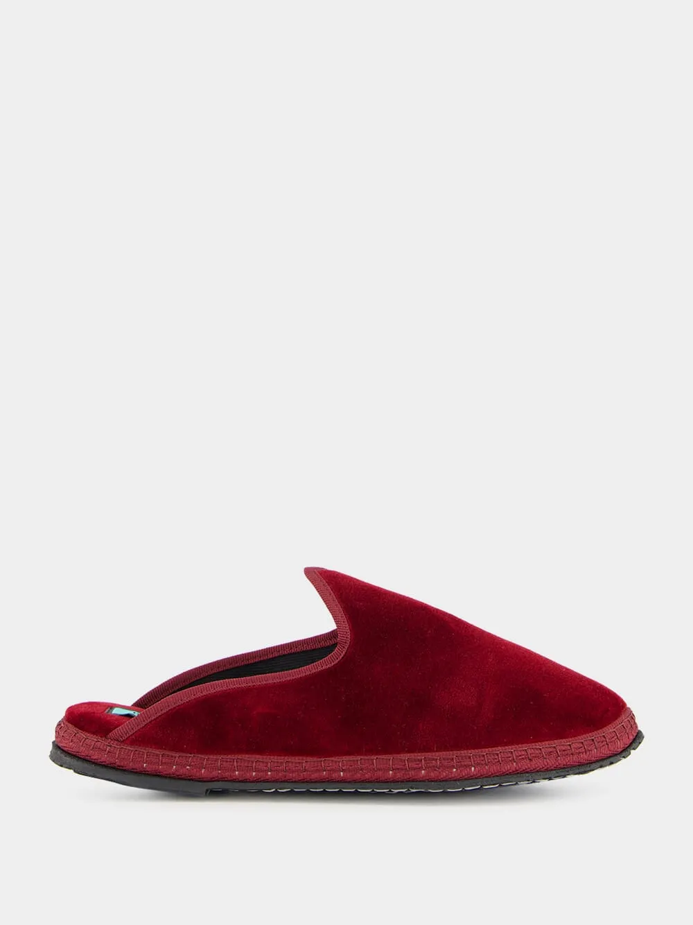 Dandy Slippers in Bordeaux Sipario Velvet sold by Fashion Clinic