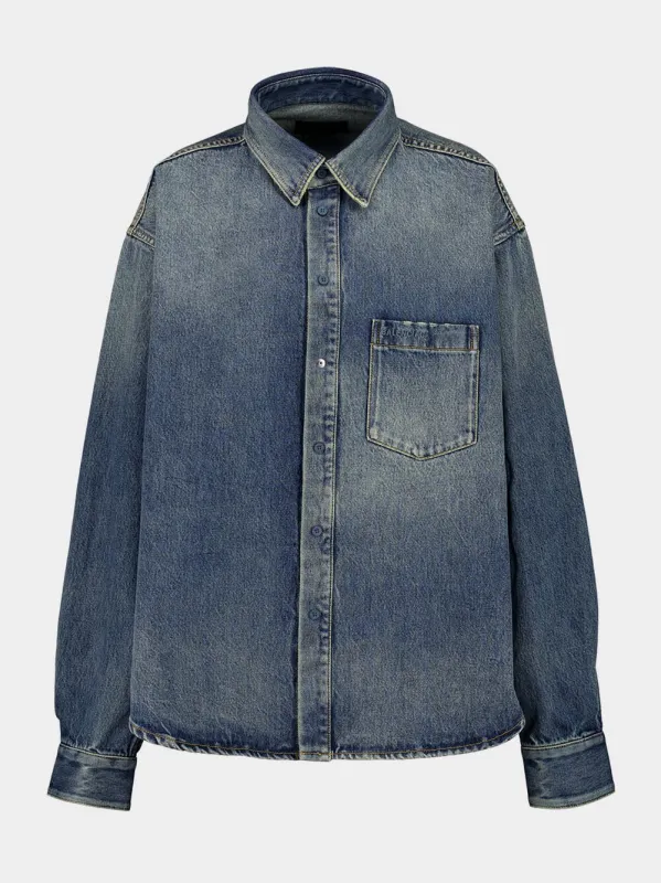 Sun Bleached Blue Denim Shirt Jacket sold by Fashion Clinic