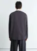 Charcoal Collarless Cotton Twill Overshirt sold by Fashion Clinic