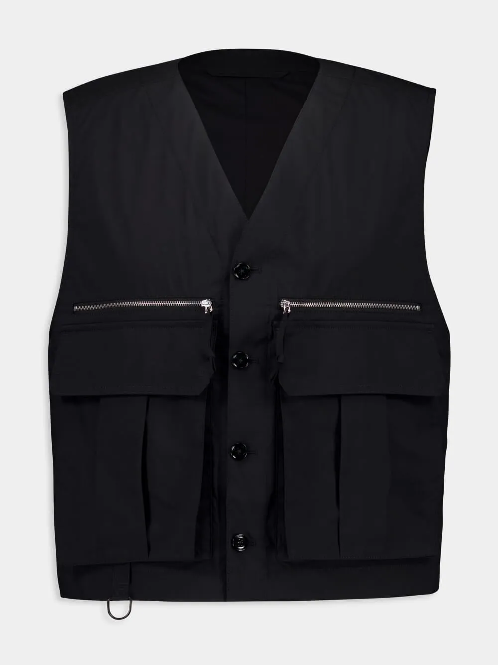 Black Technical Gilet in Ventile® Cotton sold by Fashion Clinic