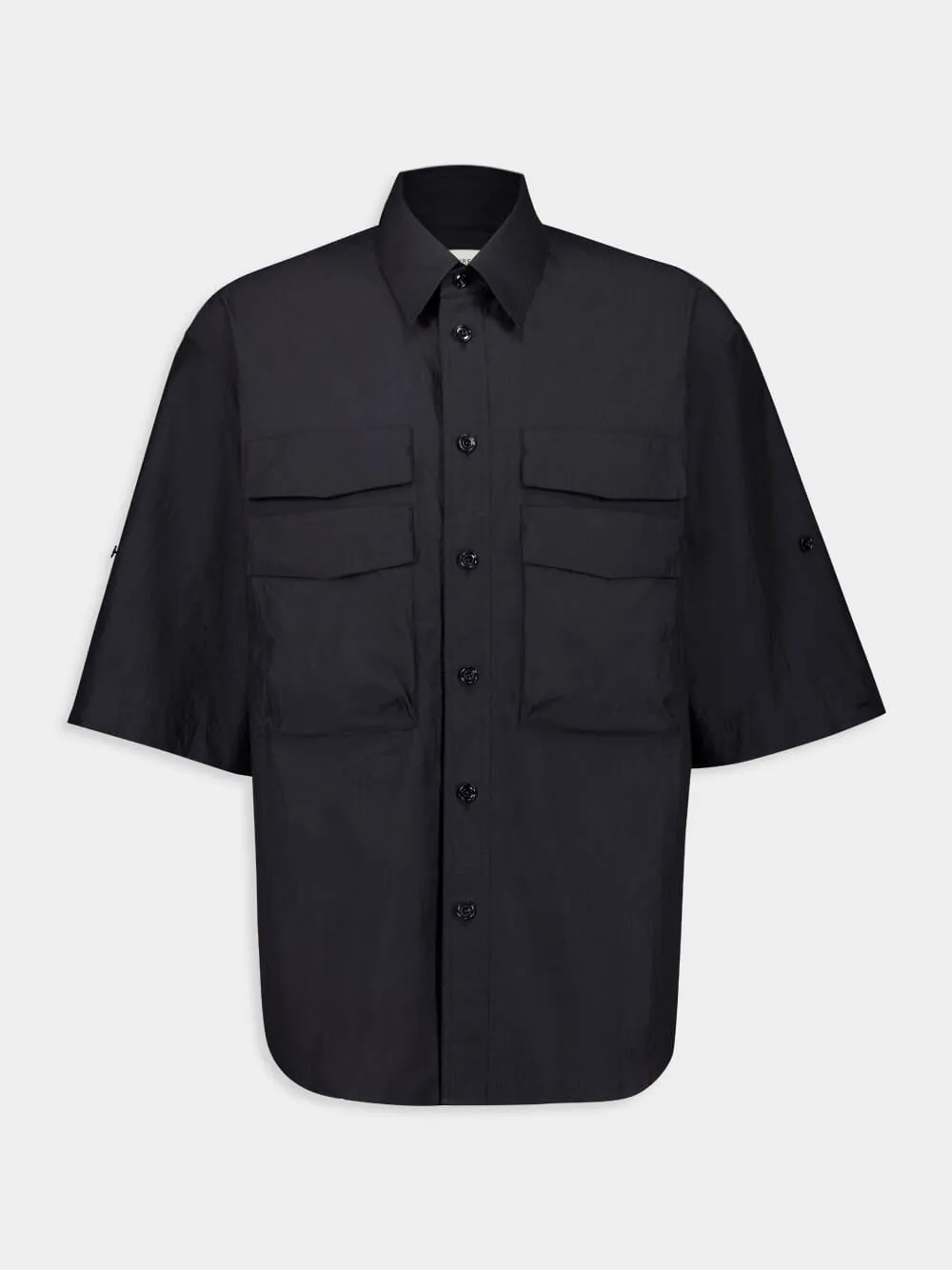 Charcoal Utility Cotton Crepe Shirt sold by Fashion Clinic