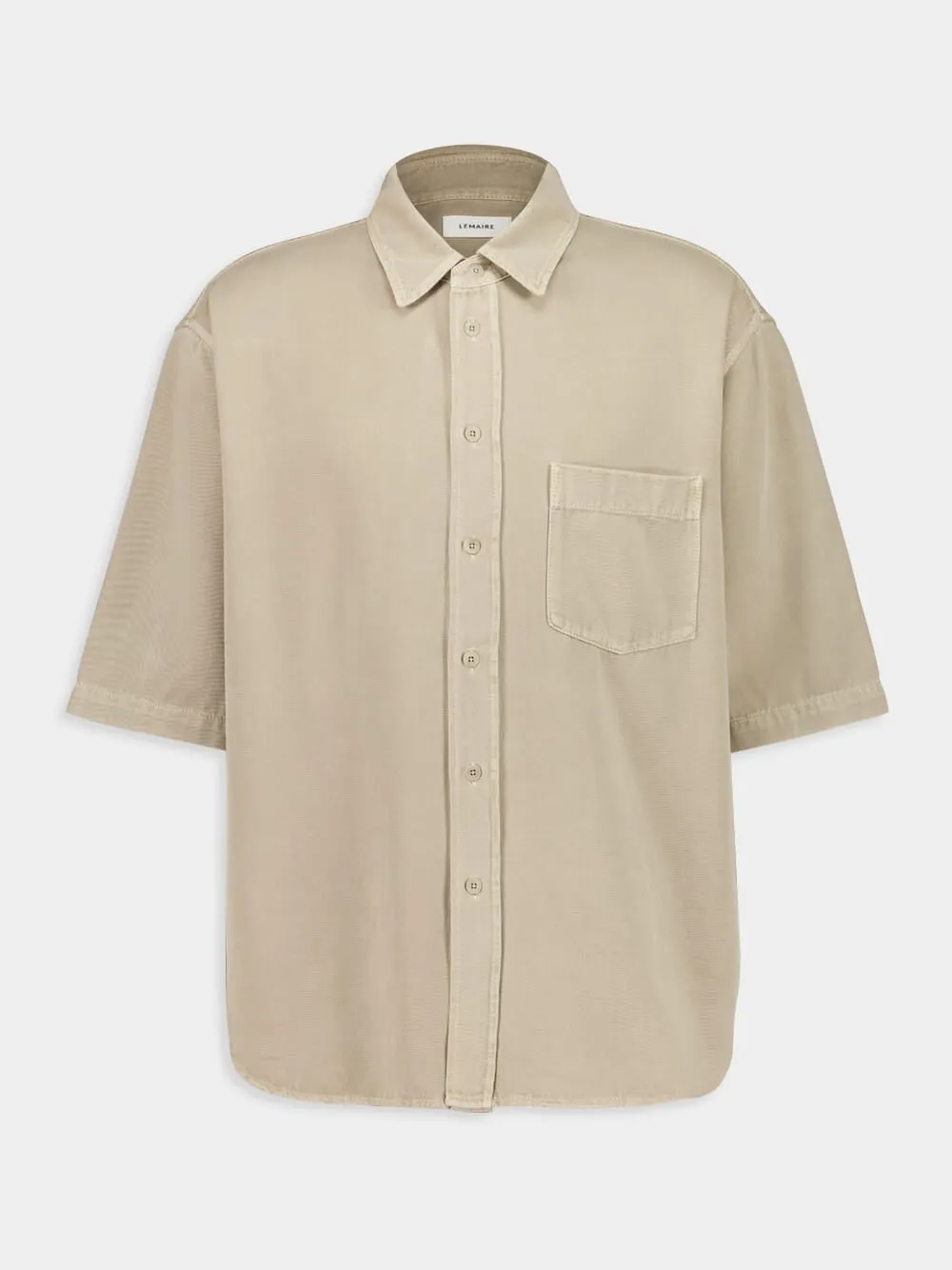 Natural Beige Short Sleeve Denim Shirt sold by Fashion Clinic