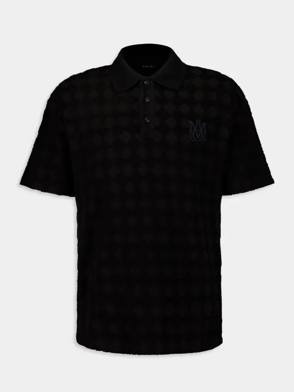 Black MA Quad Toweling Polo sold by Fashion Clinic