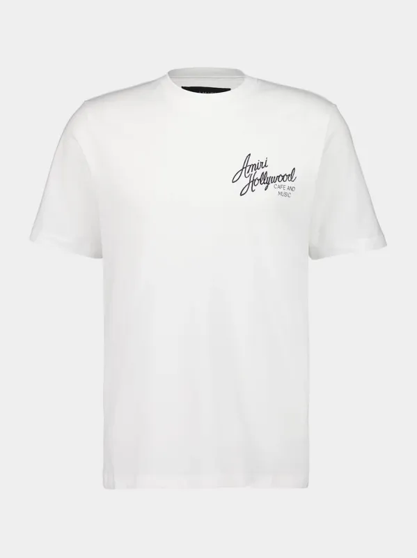 Ivory Hollywood Logo Cotton T-Shirt sold by Fashion Clinic