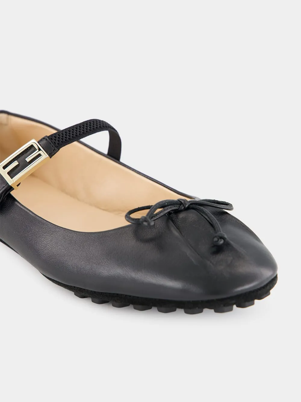 Black Leather Baguette Ballet Flats sold by Fashion Clinic product image thumbnail 5