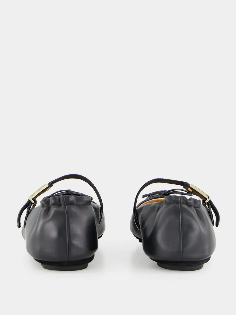 Black Leather Baguette Ballet Flats sold by Fashion Clinic product image thumbnail 3