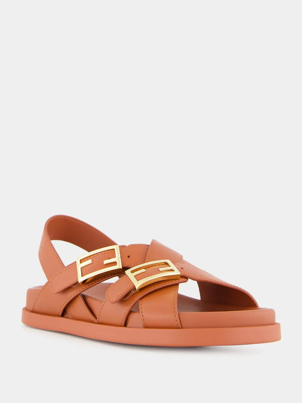 Sienna Brown Leather Slides with FF Buckles sold by Fashion Clinic product image thumbnail 2
