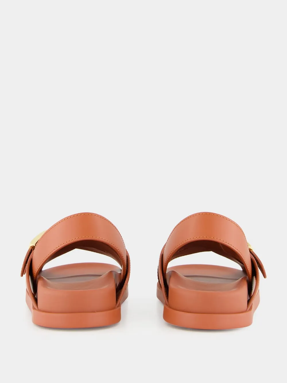 Sienna Brown Leather Slides with FF Buckles sold by Fashion Clinic product image thumbnail 5