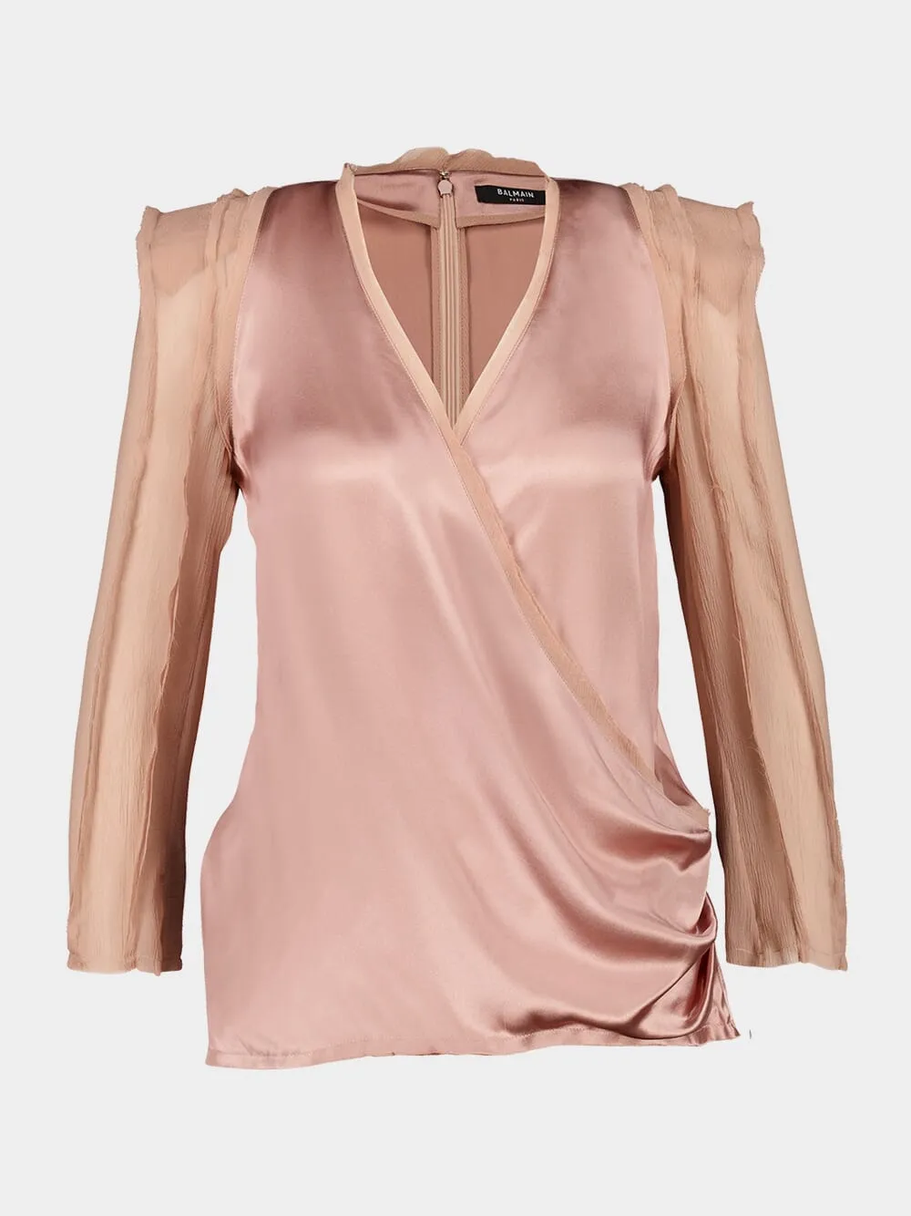 Beige Poudre Shoulder-Pad Blouse sold by Fashion Clinic