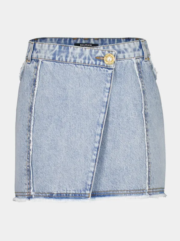 Blue Asymmetric Denim Skirt sold by Fashion Clinic