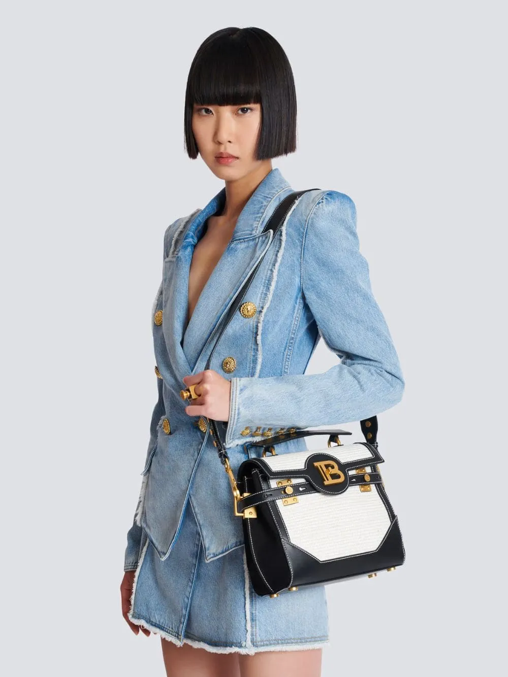 Natural & Black Raffia B-Buzz 23 Bag sold by Fashion Clinic product image thumbnail 2